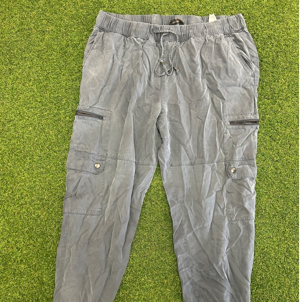 Sanctuary Womens Cargo Jogger Pants Gray Elastic Waist Utility Pockets Size L